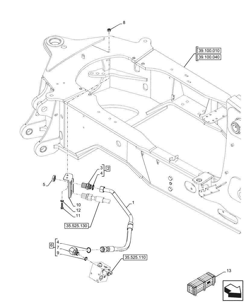 Схема запчастей Case 590SN - (35.525.120) - VAR - 747662 - AUXILIARY HYDRAULIC, LINE (35) - HYDRAULIC SYSTEMS