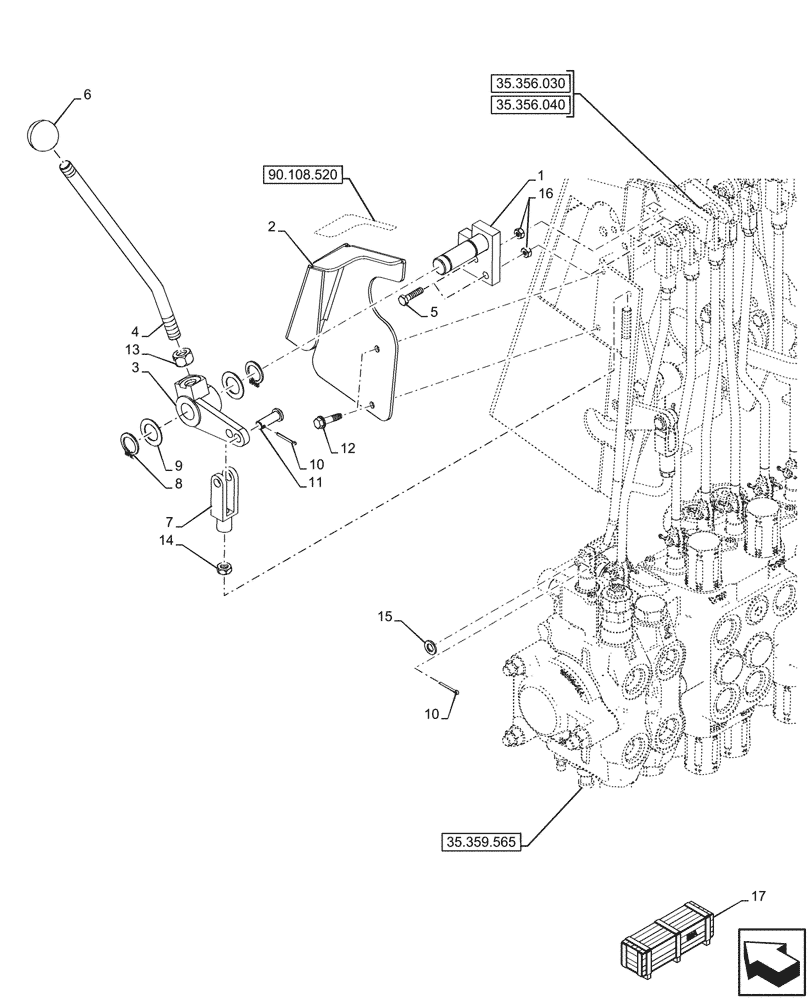 Схема запчастей Case 580SN - (35.726.010) - VAR - 423083 - BACKHOE CONTROL VALVE, LINK, ROD (35) - HYDRAULIC SYSTEMS