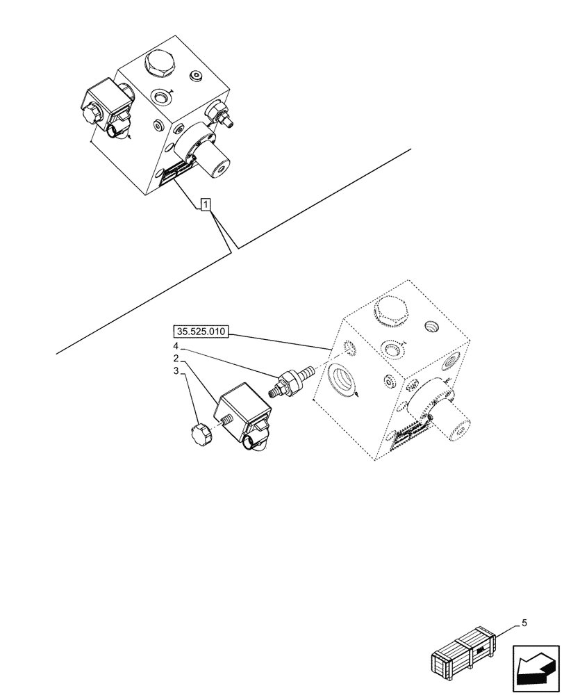 Схема запчастей Case 590SN - (55.036.020) - VAR - 423083, 747661 - AUXILIARY CONTROL VALVE, SOLENOID (55) - ELECTRICAL SYSTEMS