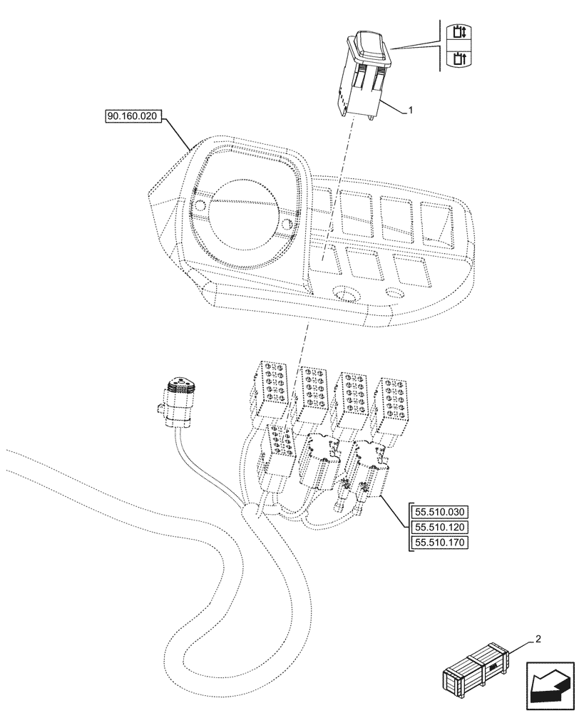 Схема запчастей Case 590SN - (55.512.150) - VAR - 423083, 423084 - OPTIONAL EQUIPMENT, SWITCH (55) - ELECTRICAL SYSTEMS