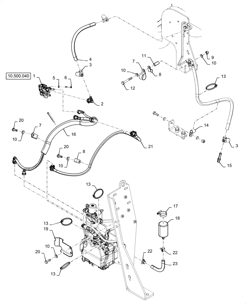 Схема запчастей Case 921G - (10.500.010[02]) - DEF TANK AND LINES INSTALLATION (10) - ENGINE