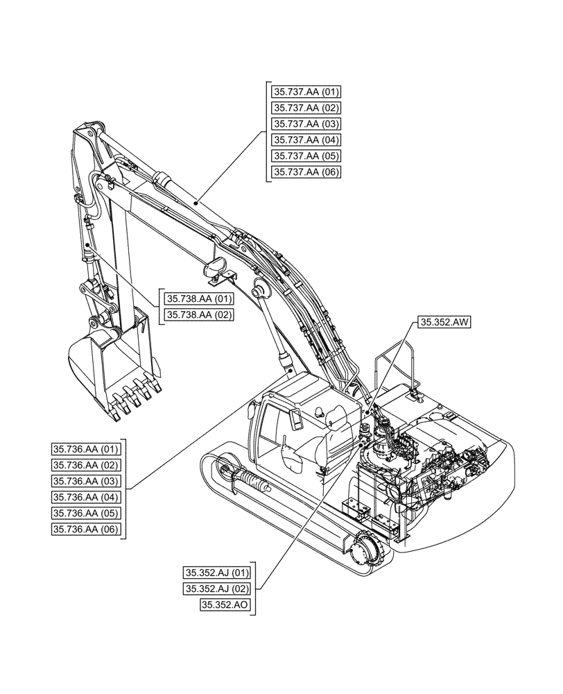 Схема запчастей Case CX350D LC - (35.000.00[04]) - SECTION INDEX - HYDRAULIC SYSTEMS (35) - HYDRAULIC SYSTEMS