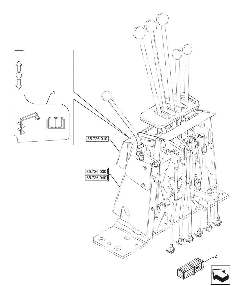 Схема запчастей Case 580SN WT - (90.108.520) - VAR - 423083 - DECAL, AUXILIARY HYDRAULIC, BACKHOE CONTROL VALVE (90) - PLATFORM, CAB, BODYWORK AND DECALS