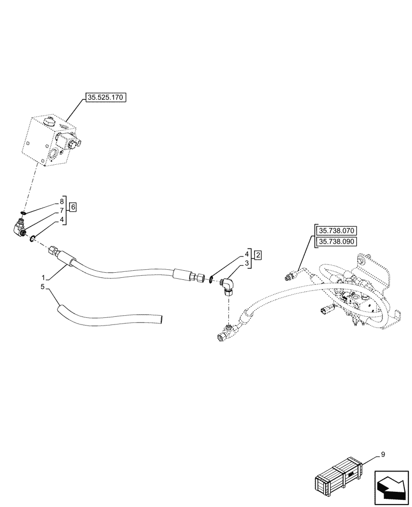 Схема запчастей Case 580SN WT - (35.525.180) - VAR - 423084, 747662 - AUXILIARY HYDRAULIC, LINE (35) - HYDRAULIC SYSTEMS