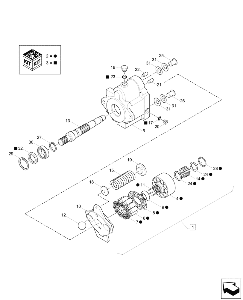 Схема запчастей Case CX26C - (35.106.010) - HYDRAULIC PUMP, COMPONENTS (35) - HYDRAULIC SYSTEMS