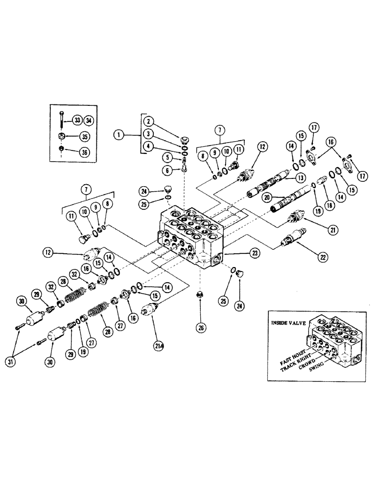 Схема запчастей Case 40 - (234) - 4-SPOOL MAIN CONTROL VALVE, (STANDARD INSIDE VALVE) (35) - HYDRAULIC SYSTEMS