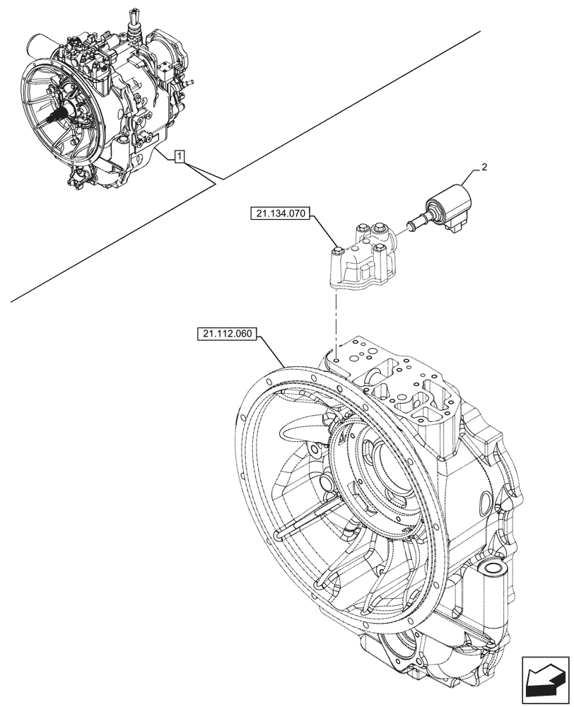 Схема запчастей Case 580SN WT - (55.024.040) - VAR - 423059 - TRANSMISSION, POWERSHUTTLE, COMPONENTS, SOLENOID VALVE, 4WD (55) - ELECTRICAL SYSTEMS