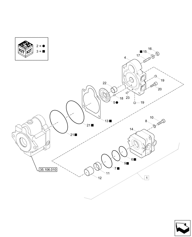 Схема запчастей Case CX26C - (35.106.020) - HYDRAULIC PUMP, COMPONENTS (35) - HYDRAULIC SYSTEMS