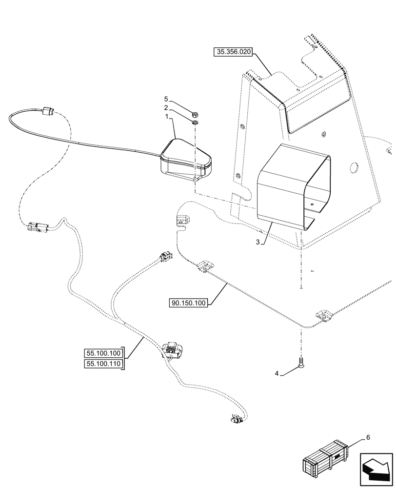 Схема запчастей Case 580SN - (55.512.160) - VAR - 423083, 747661 - ELECTRONIC, PEDAL (55) - ELECTRICAL SYSTEMS