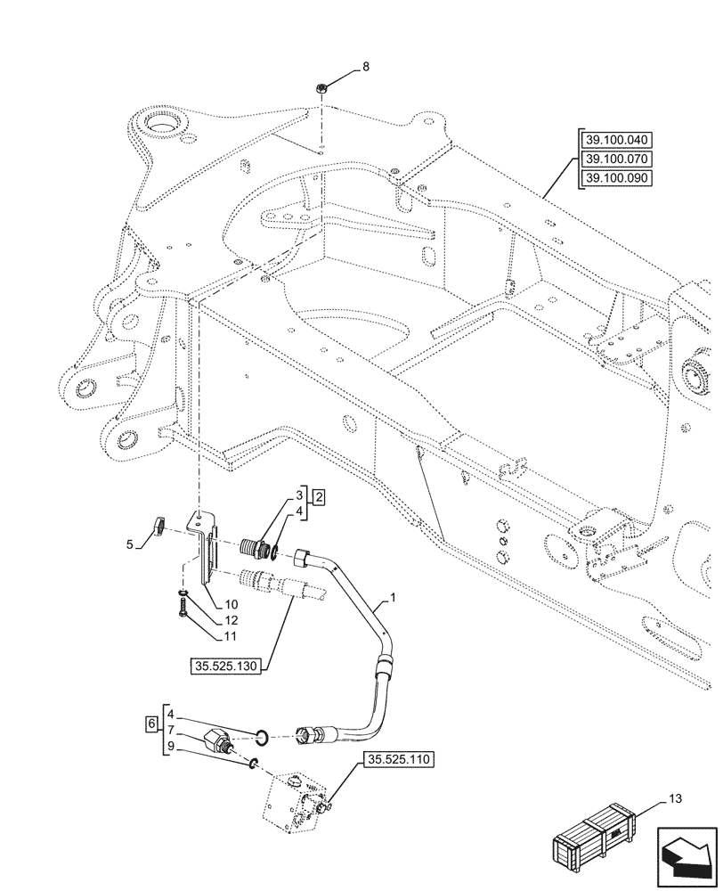 Схема запчастей Case 580SN - (35.525.120) - VAR - 747662 - AUXILIARY HYDRAULIC, LINE (35) - HYDRAULIC SYSTEMS