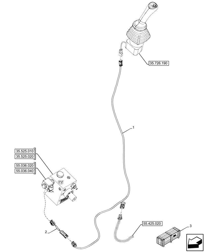 Схема запчастей Case 580N EP - (55.425.010) - VAR - 747662 - BACKHOE ARM, PILOT CONTROLS, HAMMER, HARNESS (55) - ELECTRICAL SYSTEMS