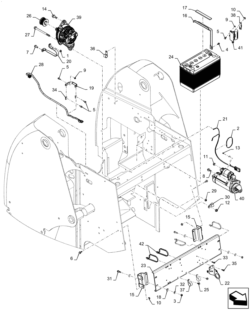 Схема запчастей Case TR340 - (55.302.AV) - ENGINE ELECTRICAL (55) - ELECTRICAL SYSTEMS