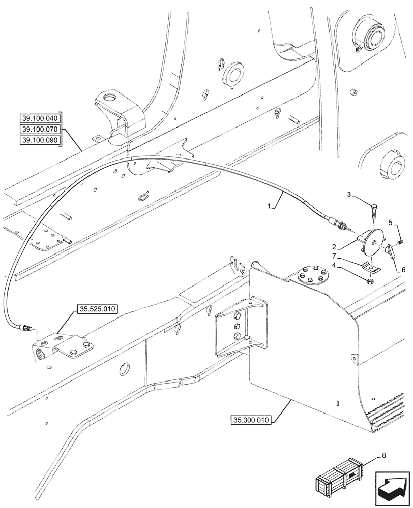 Схема запчастей Case 580SN WT - (35.525.050) - VAR - 423083, 423084, 747661, 747662 - AUXILIARY HYDRAULIC, LINE (35) - HYDRAULIC SYSTEMS