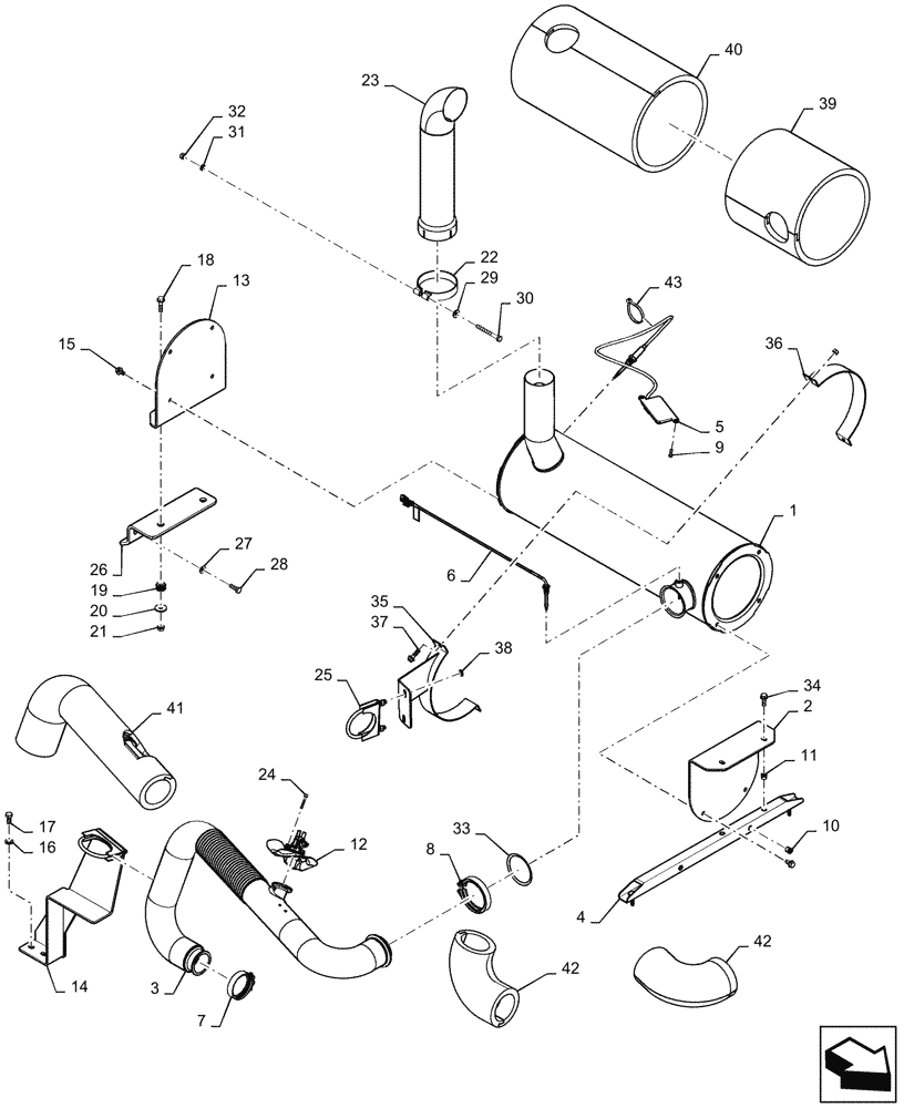 Схема запчастей Case 2050M LT PAT - (10.254.010) - MUFFLER (10) - ENGINE