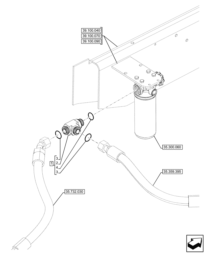 Схема запчастей Case 580N - (35.726.020) - EXTENDABLE DIPPER, AUXILIARY HYDRAULIC (35) - HYDRAULIC SYSTEMS