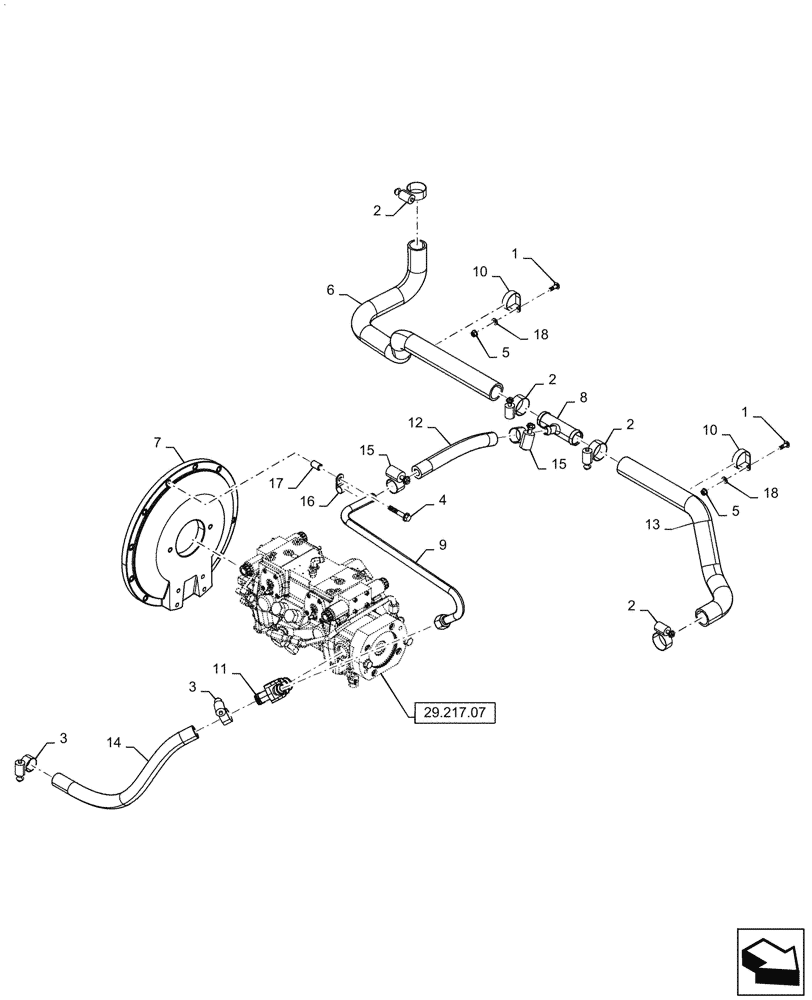 Схема запчастей Case TR320 - (29.204.AB[04]) - HYDROSTATIC PUMP, SUPPLY LINES, E-H CONTROLS (20-NOV-2015 & NEWER) (29) - HYDROSTATIC DRIVE