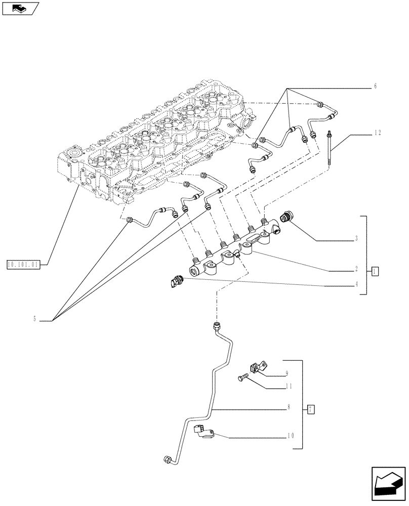 Схема запчастей Case 921F - (10.218.03) - INJECTION PIPING (10) - ENGINE