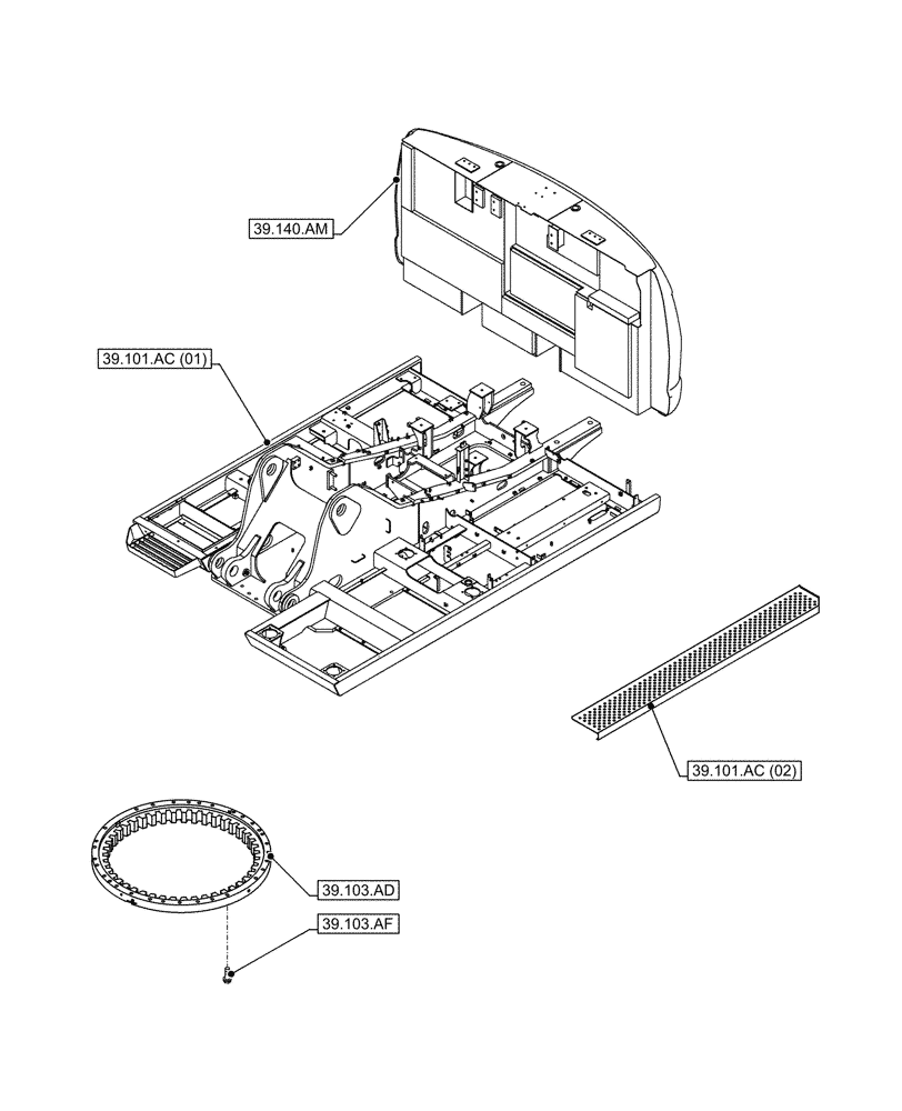 Схема запчастей Case CX350D LC - (00.000.39) - PICTORIAL INDEX - FRAMES AND BALLASTING (00) - GENERAL & PICTORIAL INDEX