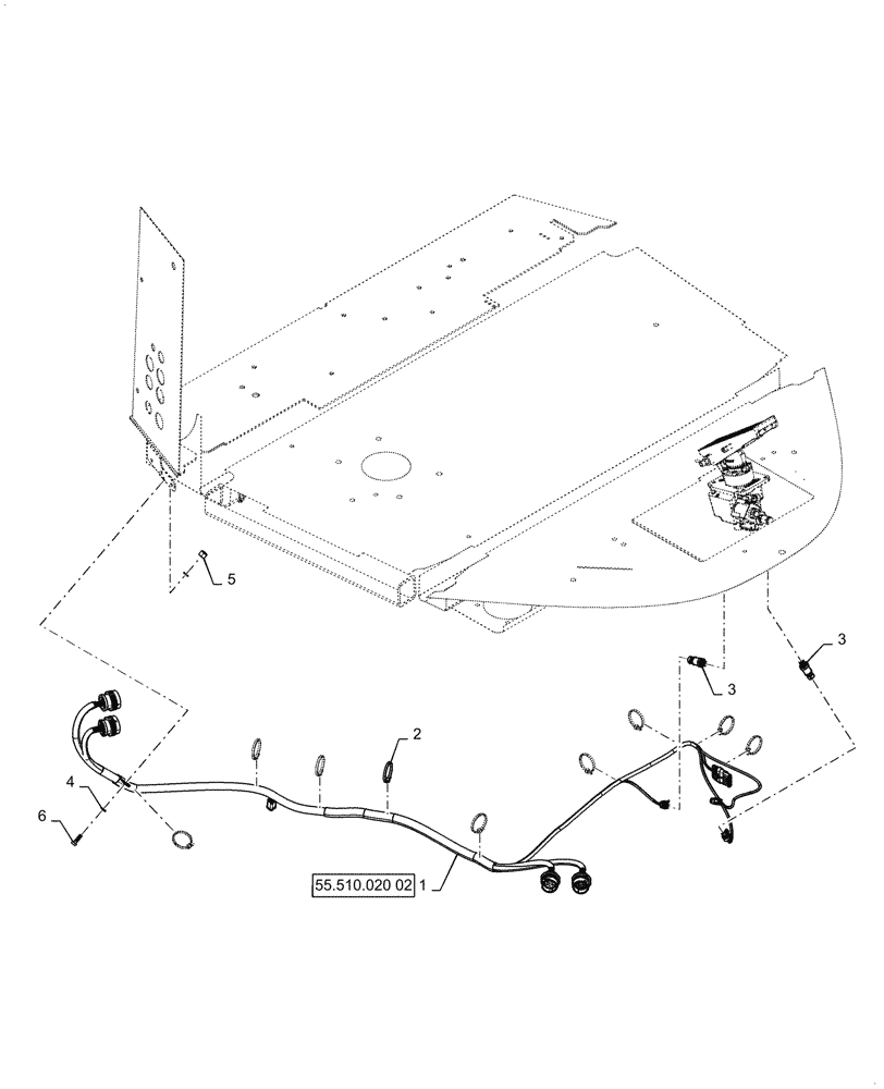 Схема запчастей Case 821G - (55.510.020[01]) - CAB BOTTOM HARNESS INSTALLATION (55) - ELECTRICAL SYSTEMS