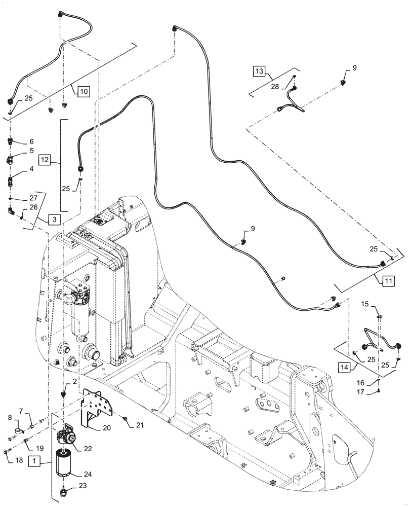 Схема запчастей Case 1650M XLT PAT - (10.210.010) - VAR - 784621 - FUEL LINE, FUEL FILTER (10) - ENGINE