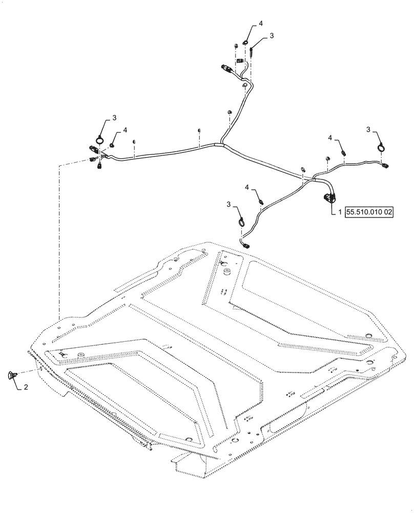 Схема запчастей Case 821G - (55.510.010[01]) - CAB ROOF HARNESS INSTALLATION (55) - ELECTRICAL SYSTEMS