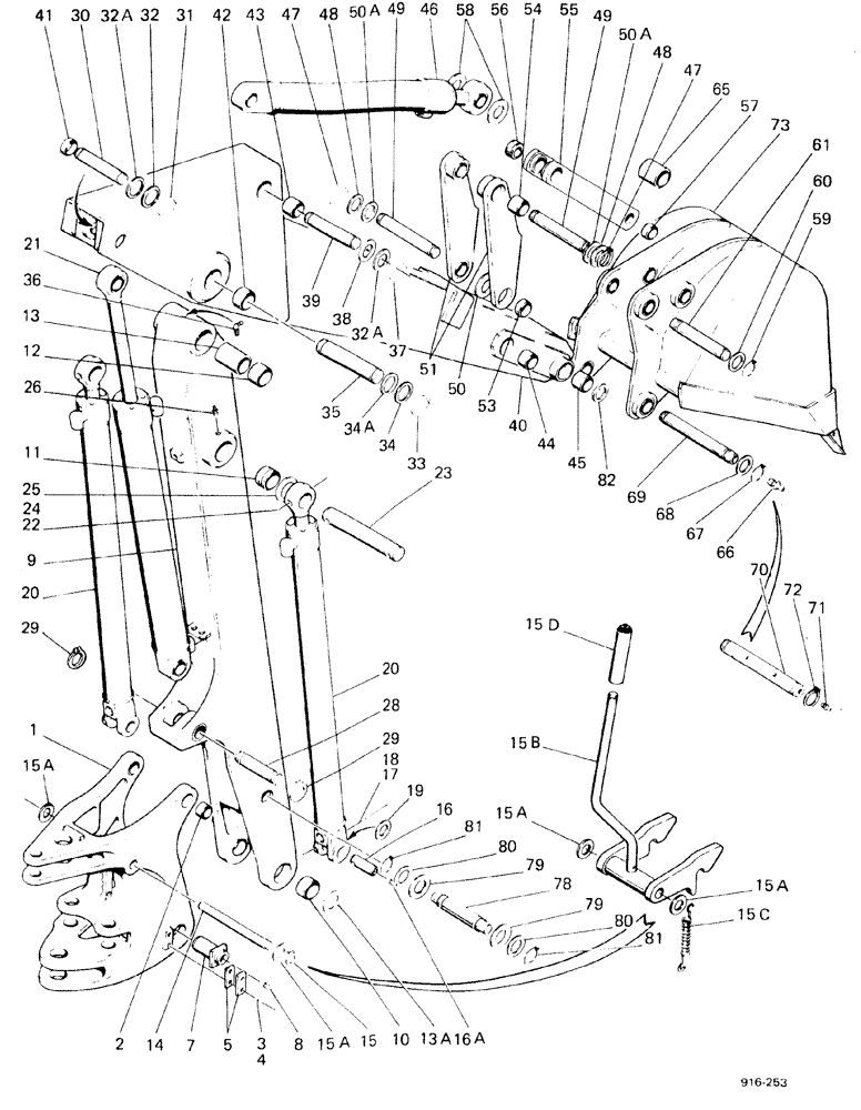 Схема запчастей Case 580F - (234) - AXIAL BACKHOE CONTROL TOWER AND BOOM (84) - BOOMS, DIPPERS & BUCKETS