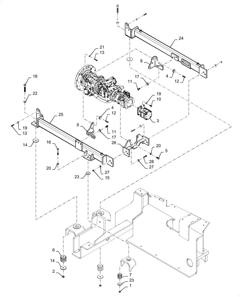 Схема запчастей Case 2050M LGP PAT - (10.001.010) - ENGINE, DUAL, HYDROSTATIC PUMP, MOUNTING PARTS (10) - ENGINE