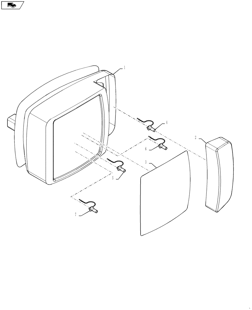 Схема запчастей Case 1121F - (55.404.01[02]) - FRONT LIGHT ASSEMBLY RH AND LH (55) - ELECTRICAL SYSTEMS