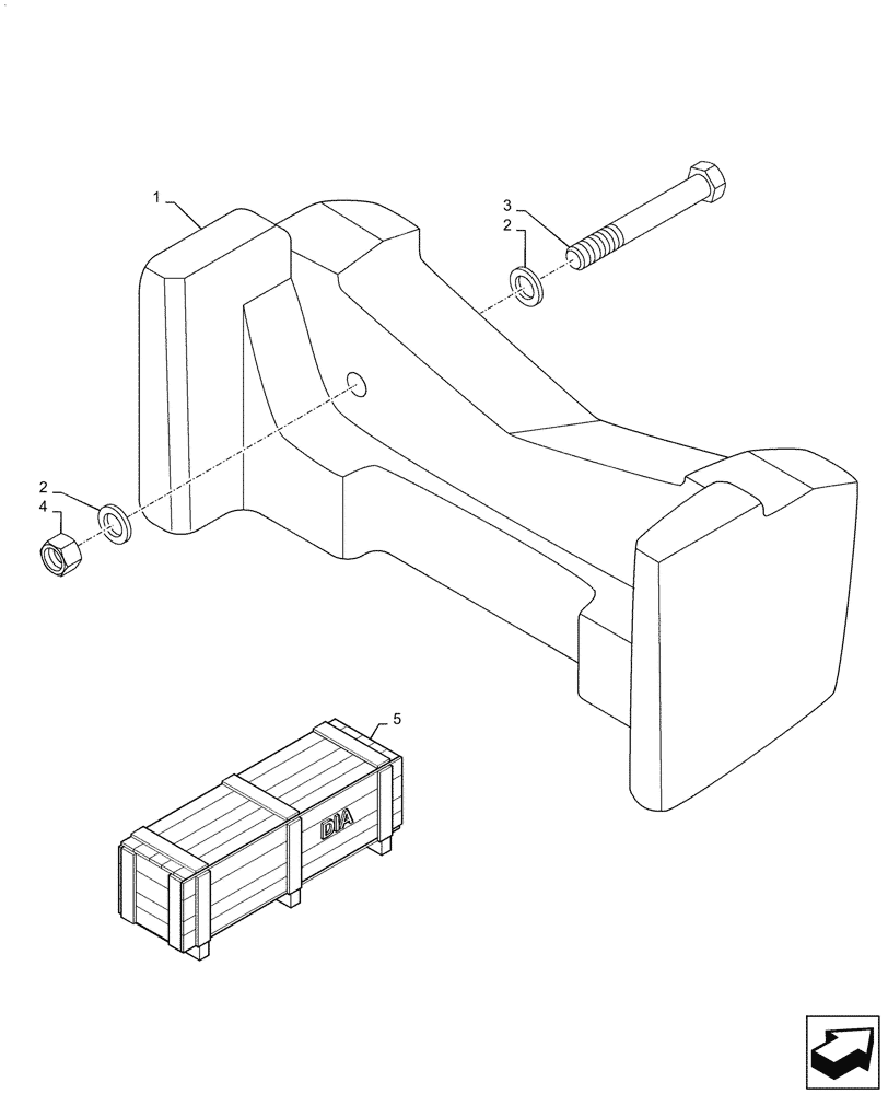 Схема запчастей Case 570N EP - (39.140.AM[04]) - VAR - 747580 - FRONT COUNTERWEIGHT, 440 LBS (39) - FRAMES AND BALLASTING