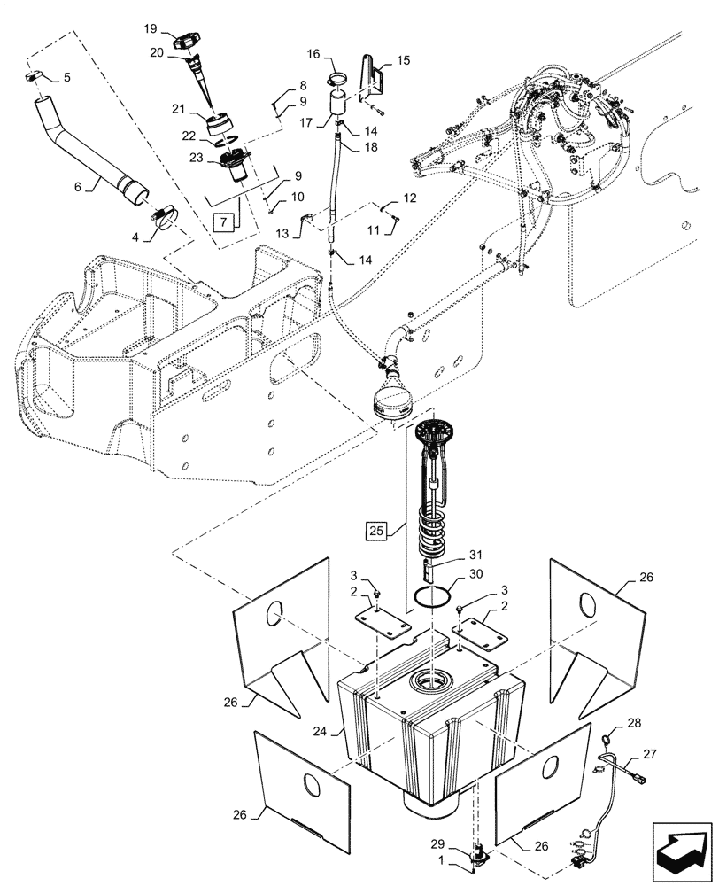 Схема запчастей Case 1021G - (10.500.010[01]) - DEF TANK (10) - ENGINE