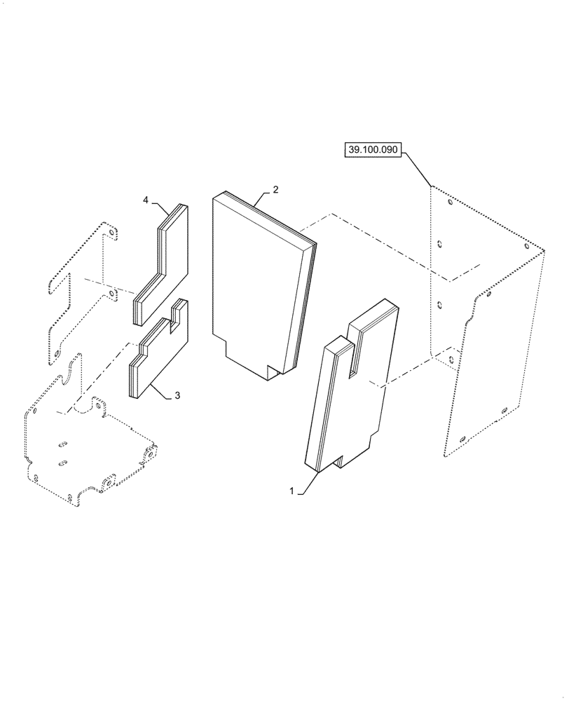 Схема запчастей Case 1021G - (39.100.020) - VAR - 782559 - AXLE COOLER SOUND PANEL (39) - FRAMES AND BALLASTING