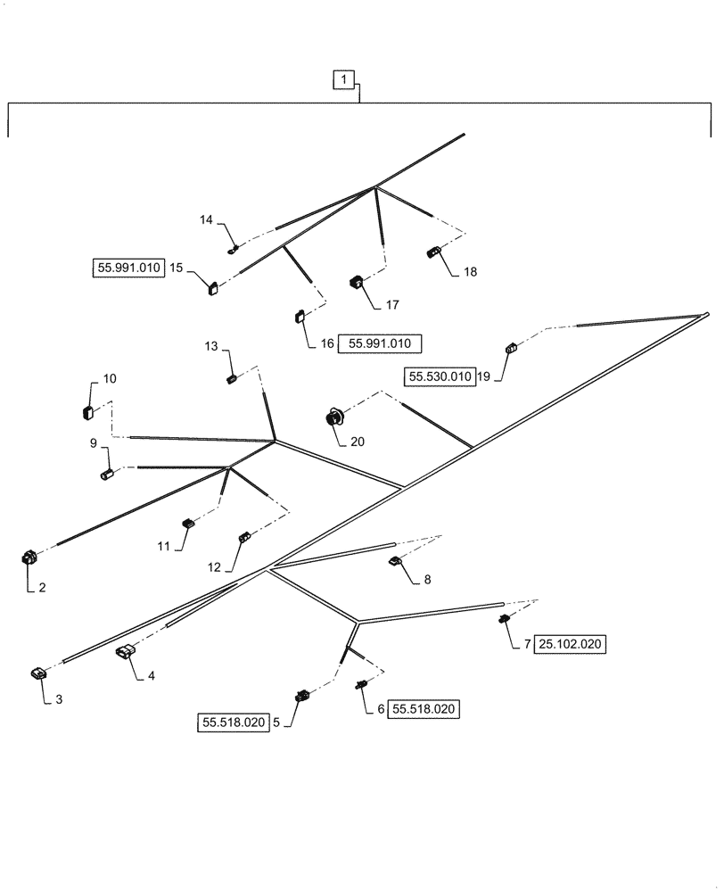 Схема запчастей Case 1021G - (55.510.030[03]) - CAB MAIN WIRE HARNESS ASSEMBLY (55) - ELECTRICAL SYSTEMS