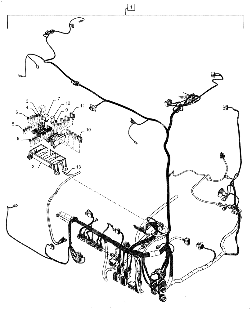 Схема запчастей Case 1121G - (55.510.030[02]) - CAB MAIN WIRE HARNESS FUSE AND RELAYS (55) - ELECTRICAL SYSTEMS