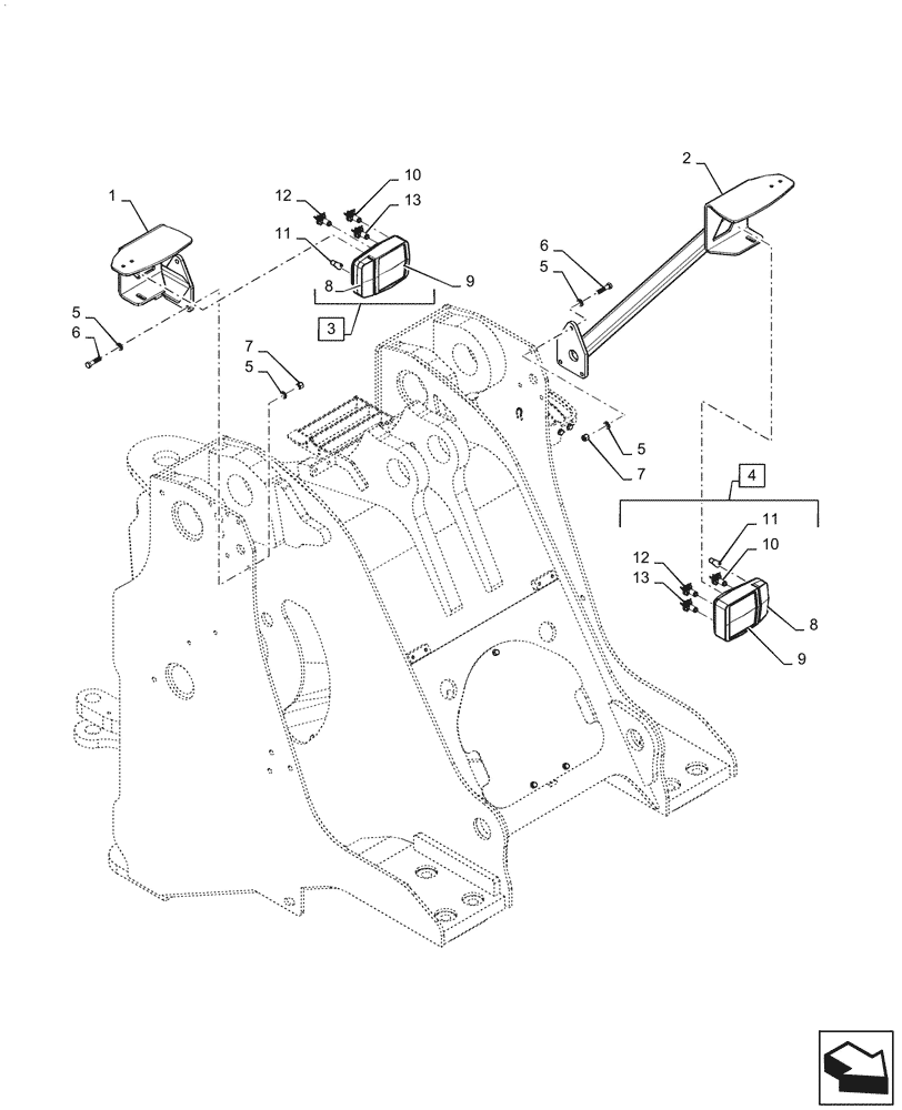 Схема запчастей Case 1121G - (55.404.010) - FRONT LIGHT INSTALLATION (55) - ELECTRICAL SYSTEMS