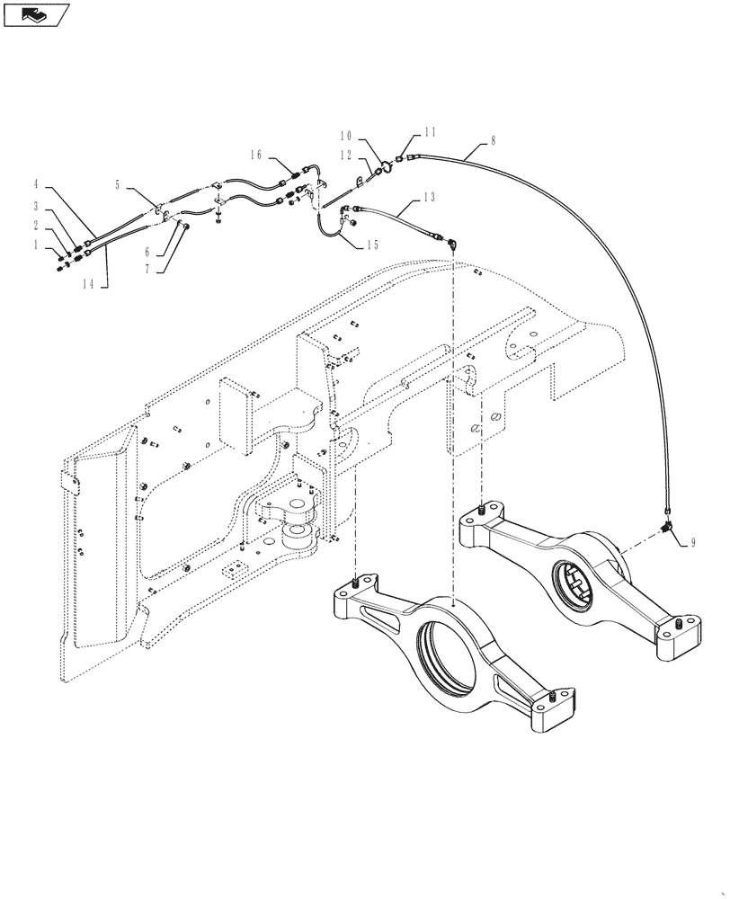 Схема запчастей Case 1021G - (25.100.010[03]) - FRONT AND REAR AXLE MOUNTING LUBRICATION LINES (25) - FRONT AXLE SYSTEM