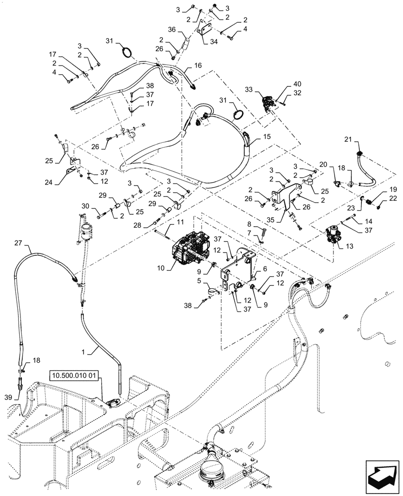 Схема запчастей Case 1121G - (10.500.010[02]) - DEF INJECTION LINES (10) - ENGINE