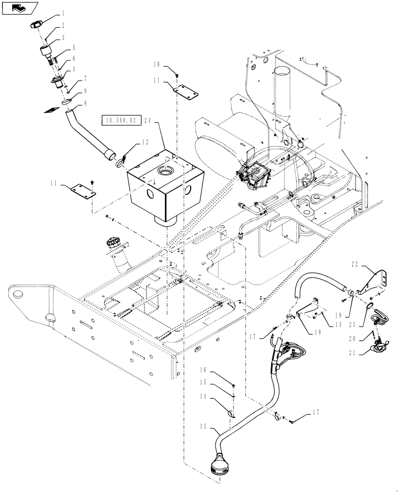 Схема запчастей Case 1121F - (10.500.01) - DEF LINE INSTALLATION (10) - ENGINE