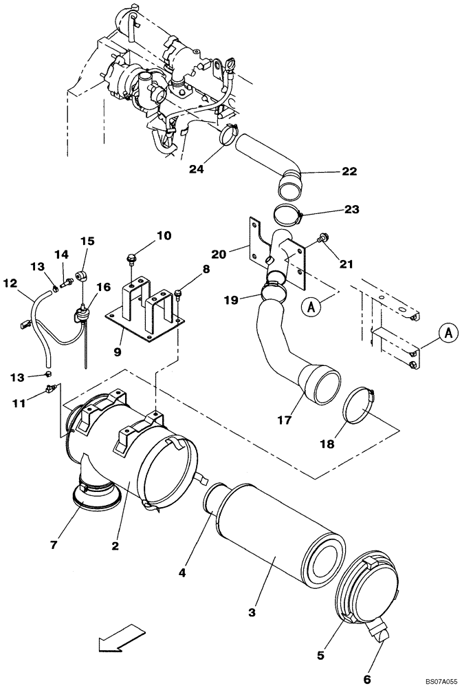 Схема запчастей Case CX160B - (02-03) - AIR CLEANER (02) - ENGINE