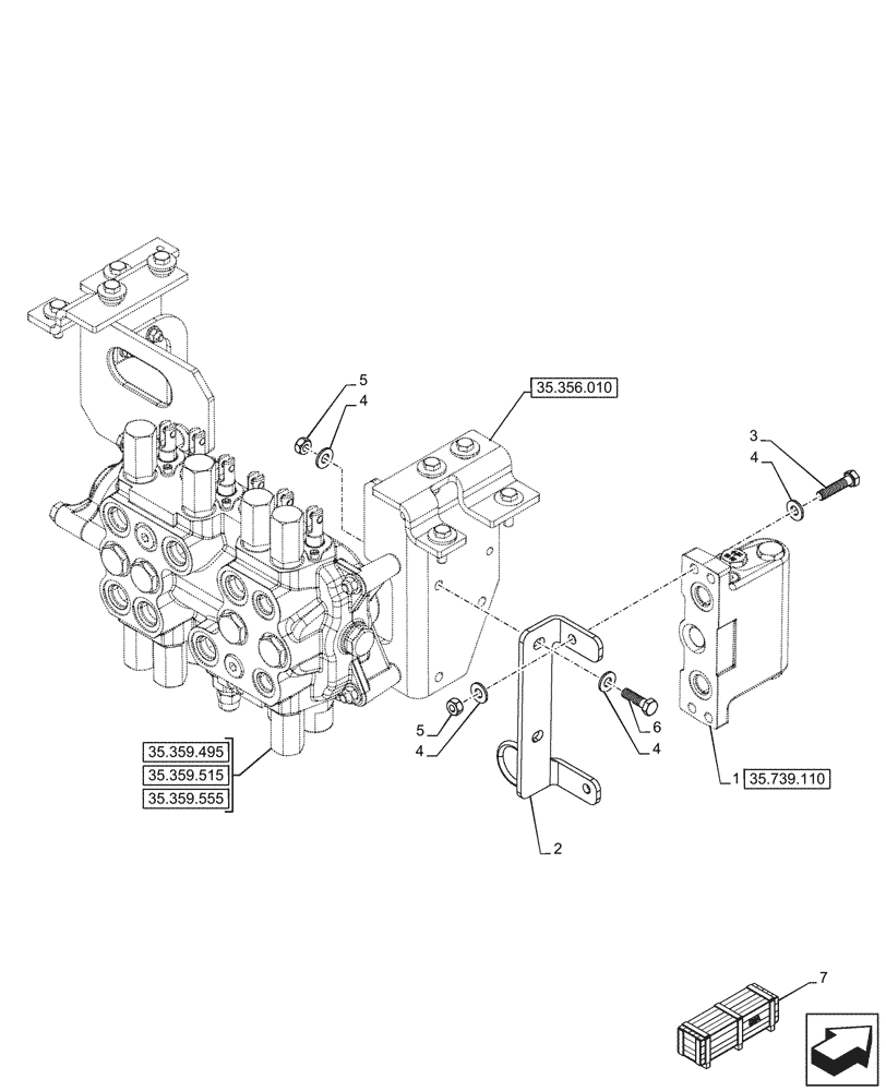 Схема запчастей Case 590SN - (35.739.100) - VAR - 742369, 745166 - BOOM SWING, MECHANICAL, CONTROLS, DAMPING VALVE (35) - HYDRAULIC SYSTEMS