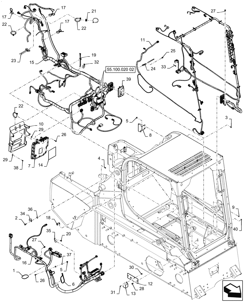 Схема запчастей Case SV340 - (55.101.010[03]) - WIRE HARNESS, ELECTRO-HYDRAULIC CONTROLS (55) - ELECTRICAL SYSTEMS