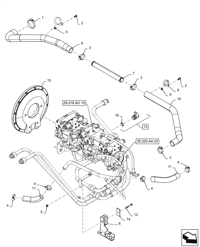 Схема запчастей Case TR340 - (29.204.AB[06]) - HYDROSTATIC PUMP, SUPPLY LINES, EHF (20-NOV-2015 & NEWER) (29) - HYDROSTATIC DRIVE