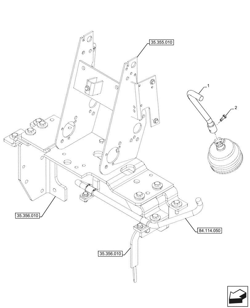 Схема запчастей Case 580SN - (84.114.060) - BOOM, TRANSPORT LOCK, MECHANICAL, CONTROLS, FOOT, LEVER, PILOT CONTROLS (84) - BOOMS, DIPPERS & BUCKETS