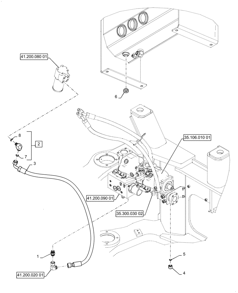 Схема запчастей Case 1121G - (41.200.010[01]) - VAR - 782441, 482930 - STANDARD STEERING HYDRAULIC LINES - W/ JOYSTICK (41) - STEERING