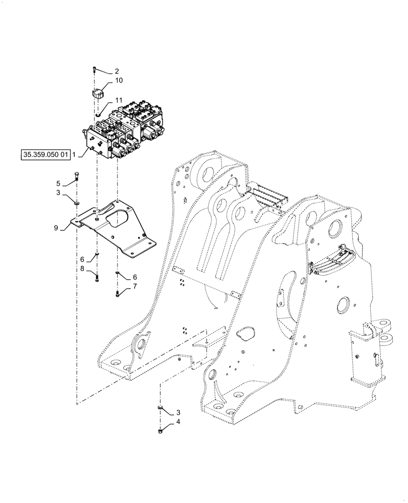 Схема запчастей Case 1021G - (35.357.040[01]) - VAR - 734055 - CONTROL VALVE, MOUNTING - 4 FUNCTION, 5 SPOOL (35) - HYDRAULIC SYSTEMS