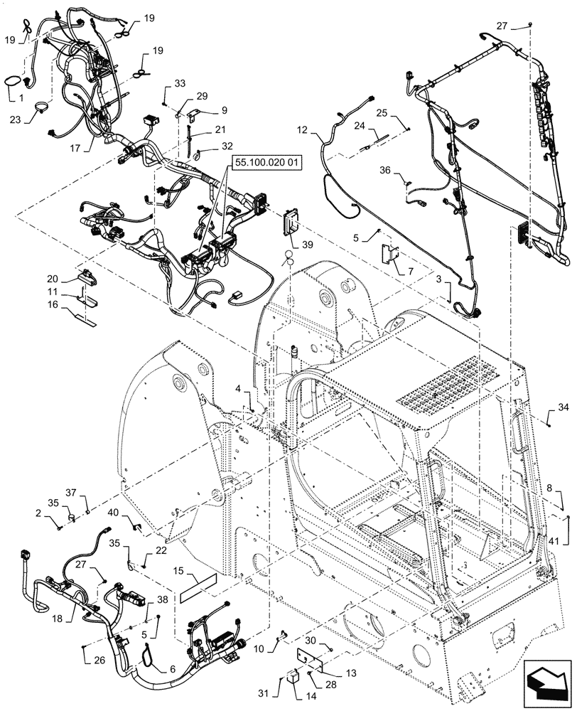 Схема запчастей Case SV340 - (55.101.010[02]) - WIRE HARNESS, MECHANICAL CONTROLS, OPEN CAB (55) - ELECTRICAL SYSTEMS