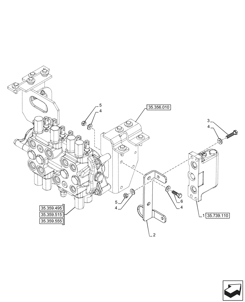 Схема запчастей Case 580N - (35.739.100) - VAR - 742369 - BOOM SWING, MECHANICAL, CONTROLS, DAMPING VALVE (35) - HYDRAULIC SYSTEMS