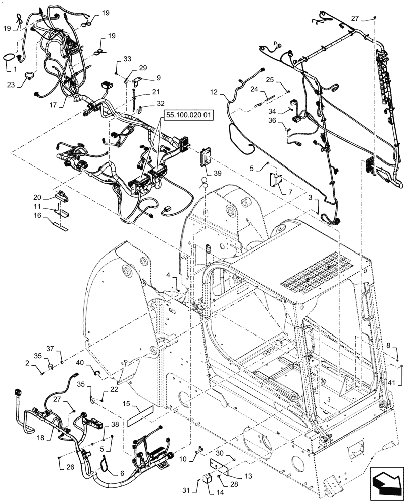 Схема запчастей Case SV340 - (55.101.010[01]) - WIRE HARNESS, MECHANICAL CONTROLS (55) - ELECTRICAL SYSTEMS