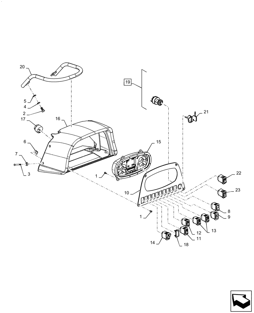 Схема запчастей Case 1150M LT - (90.110.010) - VAR - 784391 - INSTRUMENT CLUSTER (90) - PLATFORM, CAB, BODYWORK AND DECALS