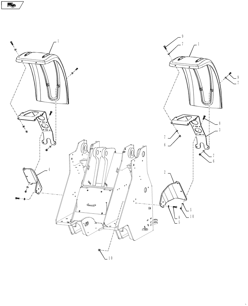 Схема запчастей Case 1121G - (90.116.040) - VAR - 782510, 782511 - FRONT FENDER, STANDARD (90) - PLATFORM, CAB, BODYWORK AND DECALS