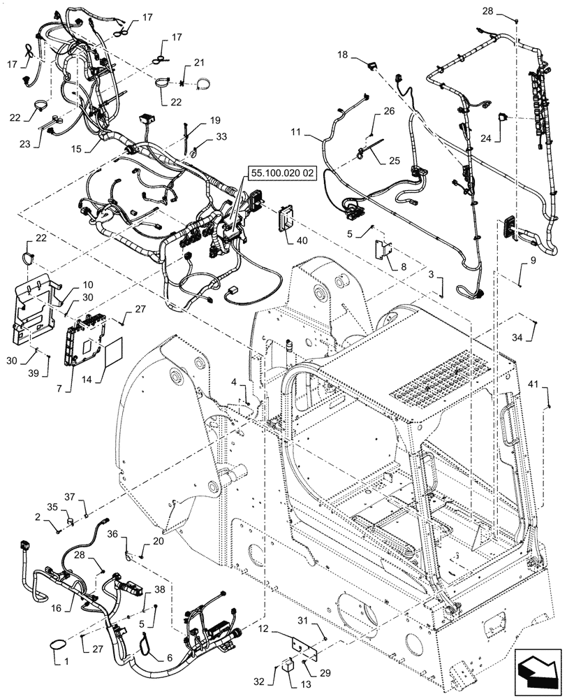 Схема запчастей Case SV340 - (55.101.010[06]) - WIRE HARNESS, ELECTRO-HYDRAULIC CONTROLS, OPEN CAB, W/ EHF (55) - ELECTRICAL SYSTEMS